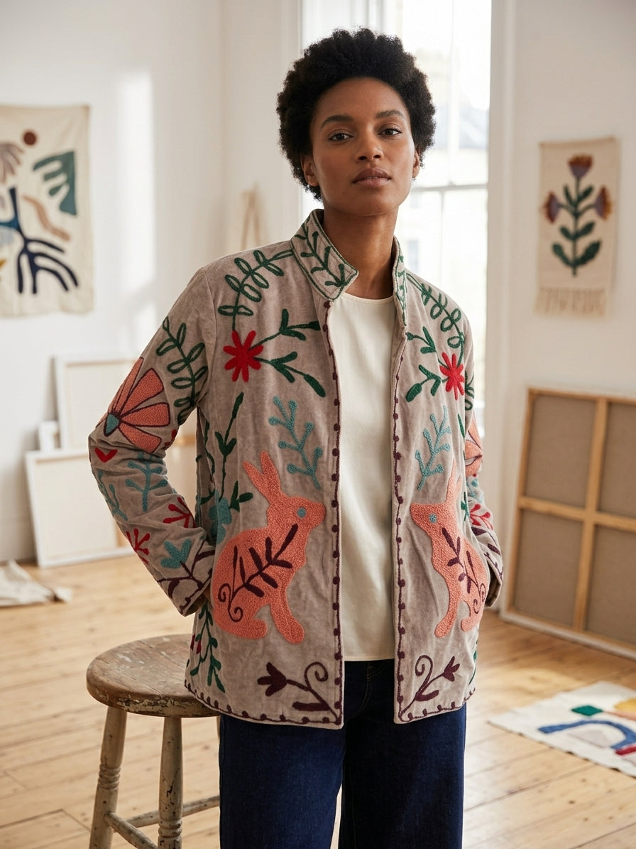 The Beige Rabbit Suzani jacket