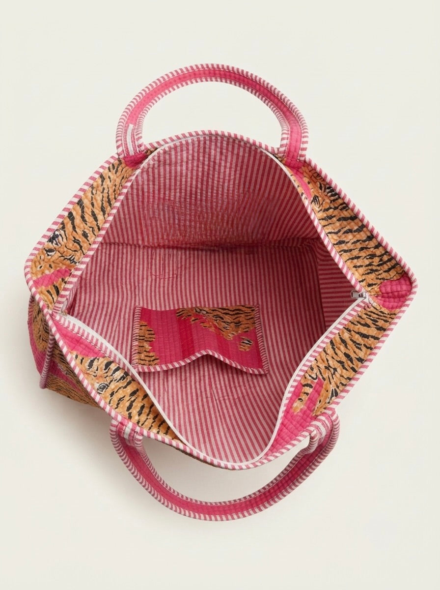 Hot Pink Bengal Tiger Tote