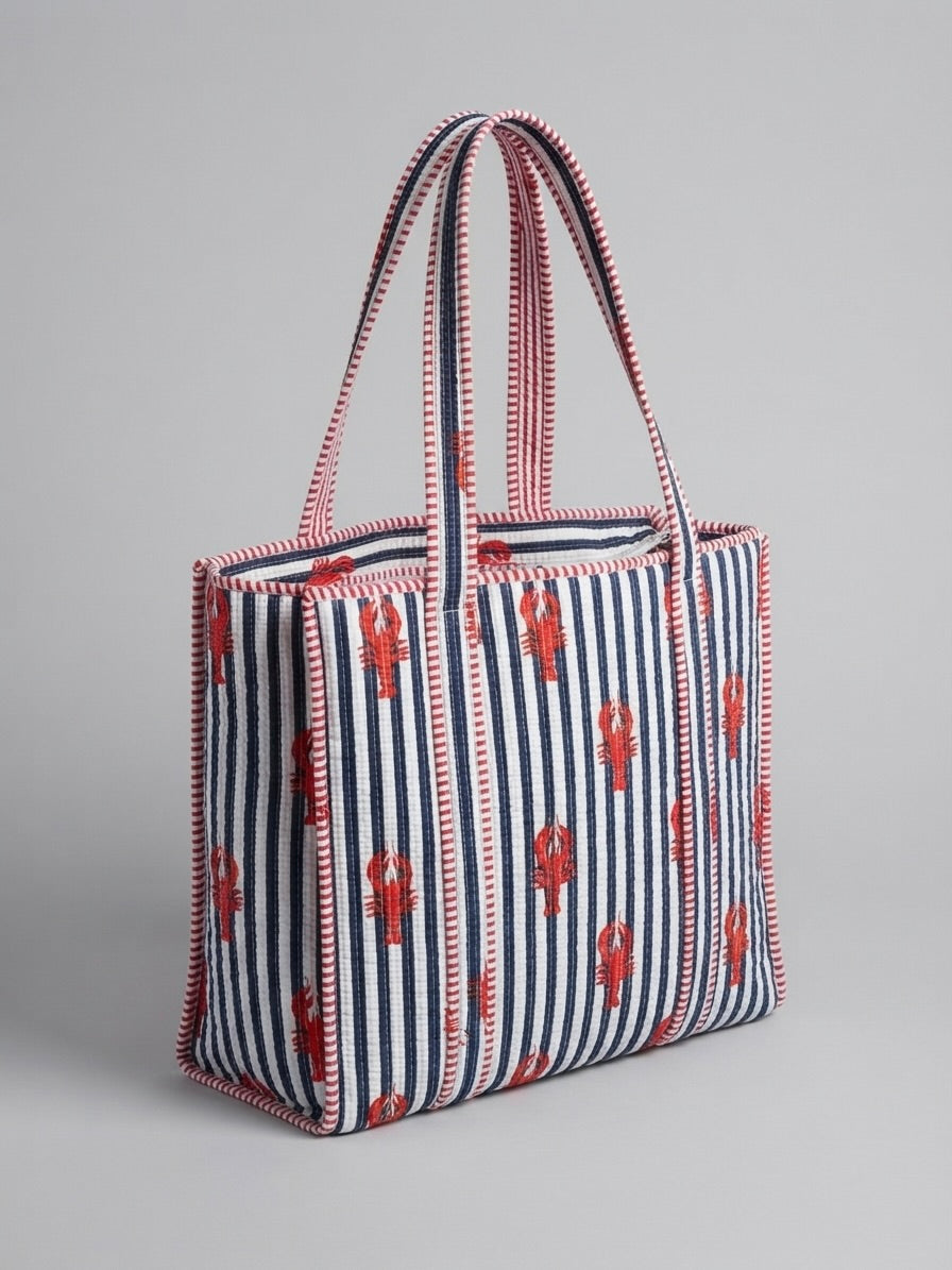 Nautical Lobster Stripe Tote bag