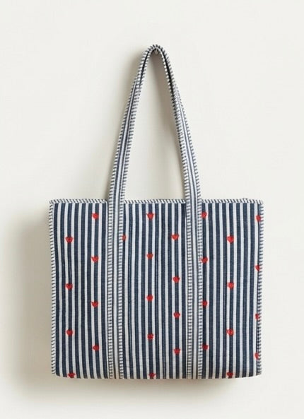 Navy Blue Hearts Tote bag
