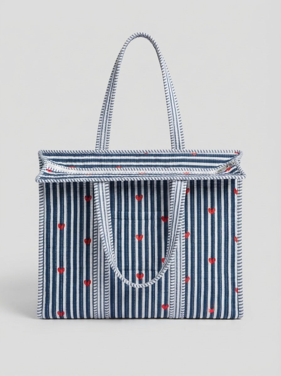 Navy Blue Hearts Tote bag