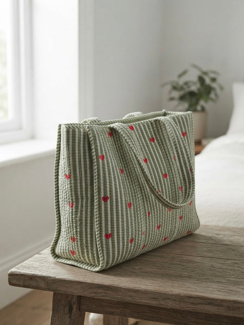 Sage Green Hearts Tote bag