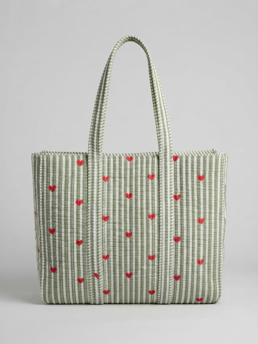 Sage Green Hearts Tote bag