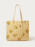 Citrus Lemon & Stripe Quilted Tote