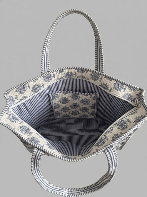Indigo Palm Block-Print Tote bag