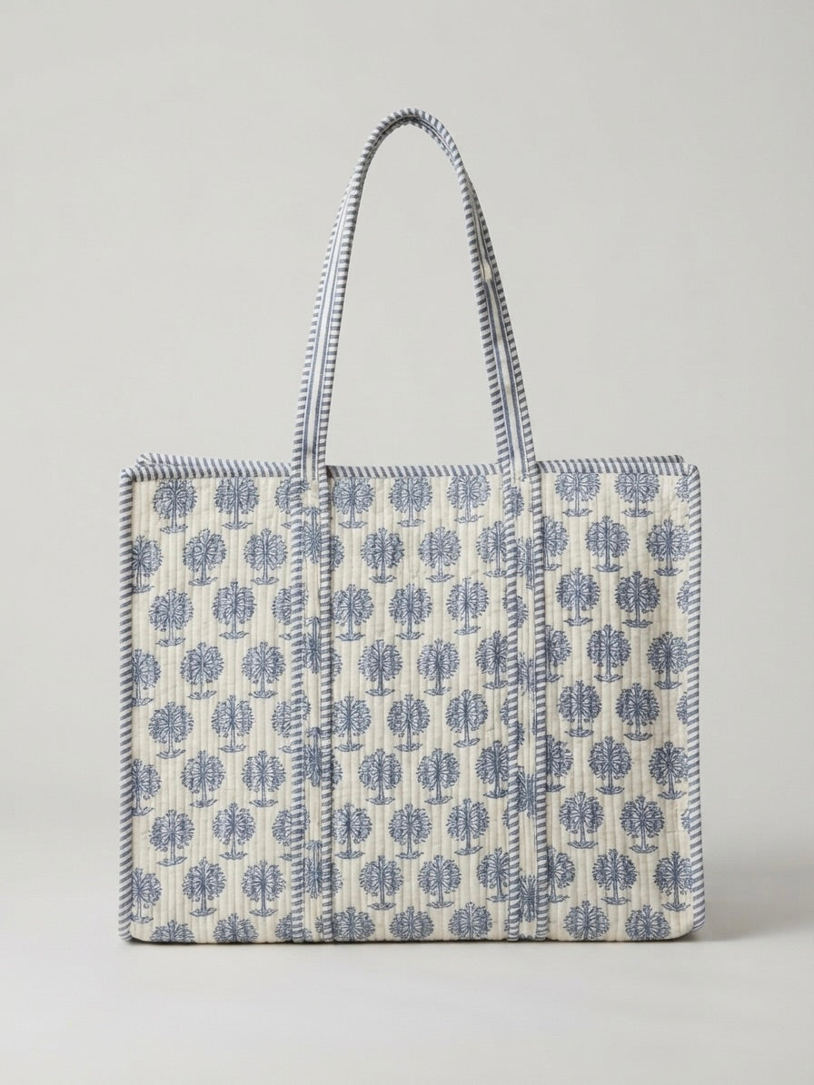 Indigo Palm Block-Print Tote bag
