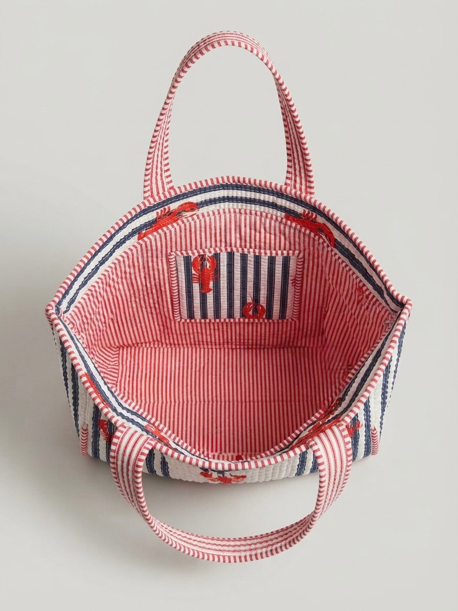 Nautical Lobster Stripe Tote bag