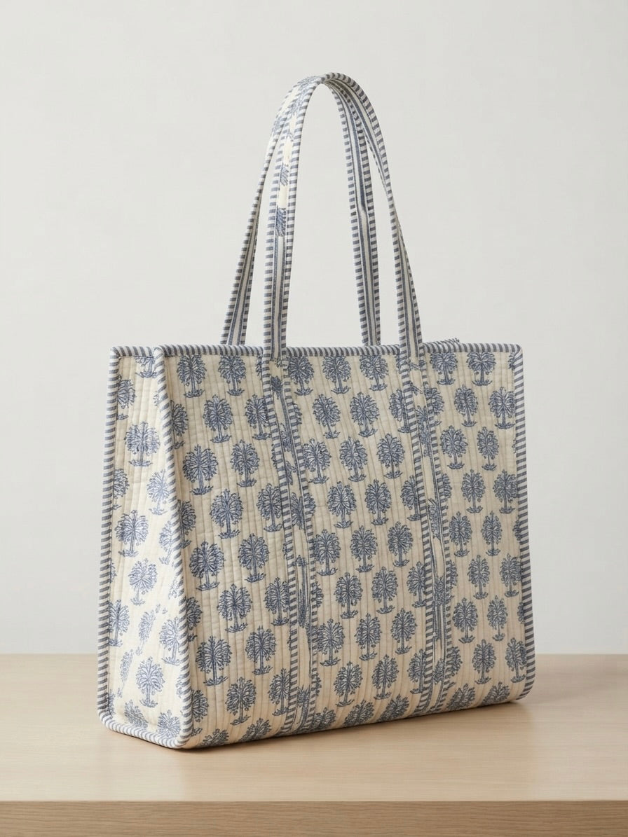 Indigo Palm Block-Print Tote bag