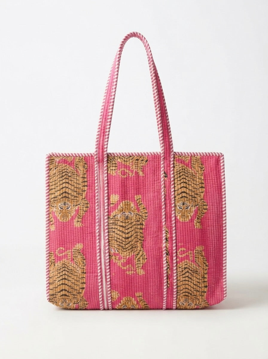 Hot Pink Bengal Tiger Tote